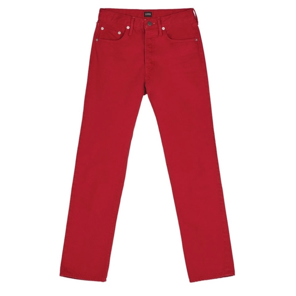 EDWIN Cai Classic Straight Jeans in Scarlet Red NWT